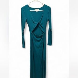 L*Space Teal Long-Sleeve Twist Front Maxi Dress